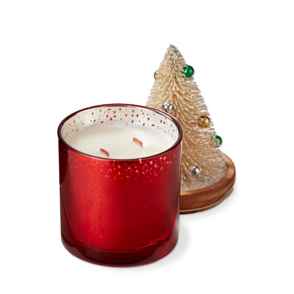 Cedar Fireplace Bottle Brush Candle - Red