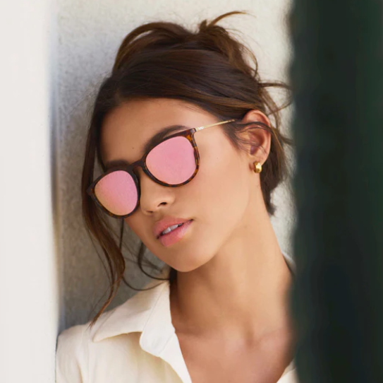 Drew Sunglasses in Tortoise Frame/Mirror Pink Lens