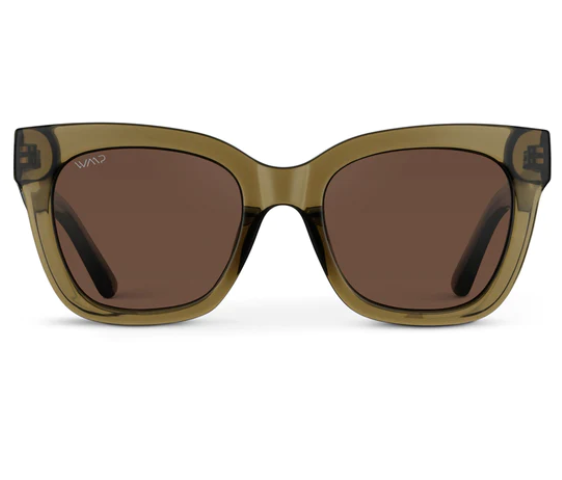 Stormi Sunglasses in Khaki Crystal Green Frames / Brown Lens
