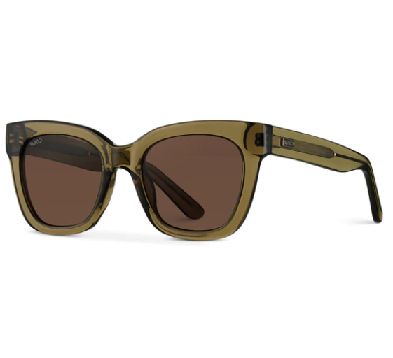 Stormi Sunglasses in Khaki Crystal Green Frames / Brown Lens