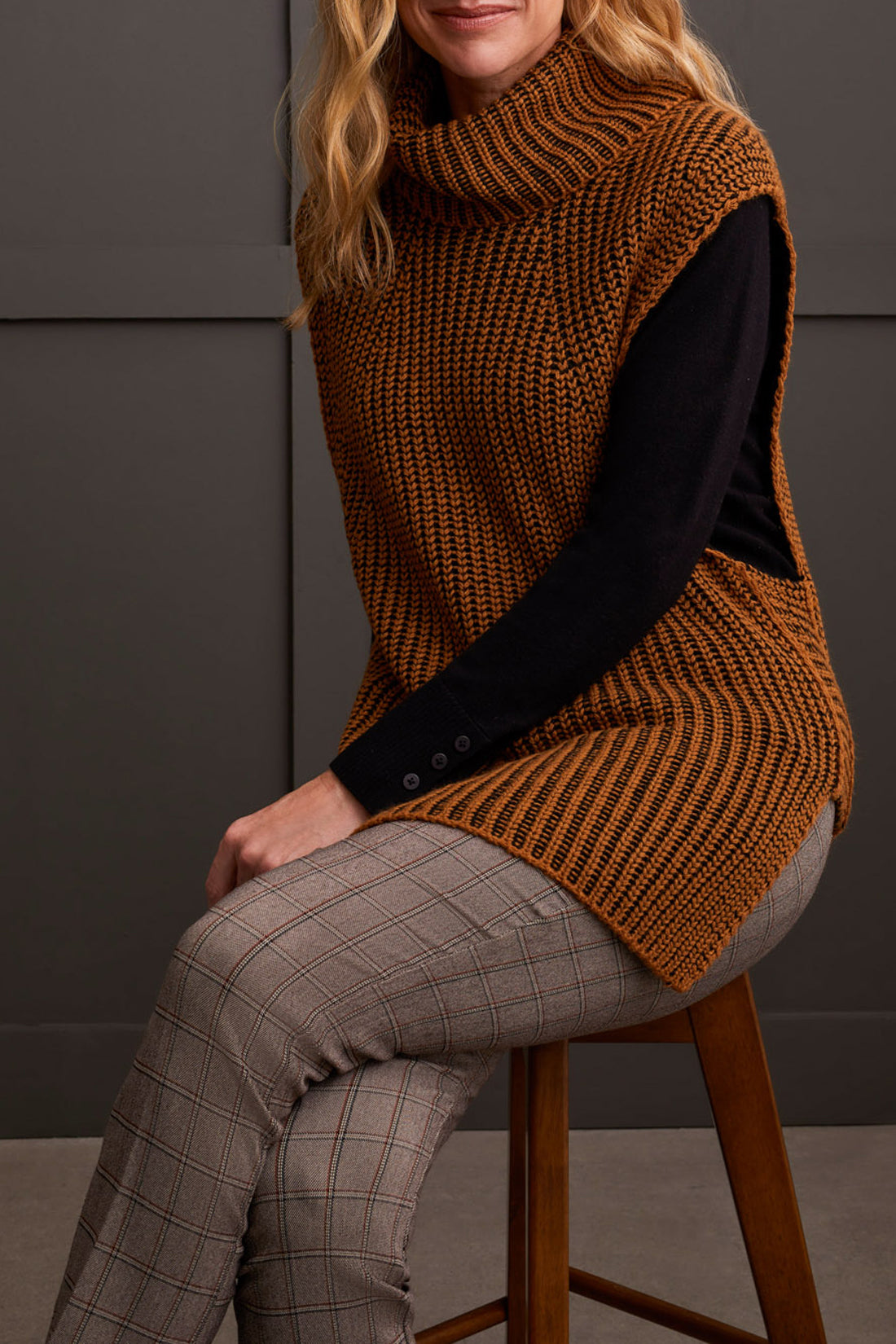 Plaited Cowl Neck Sweater, Walnut