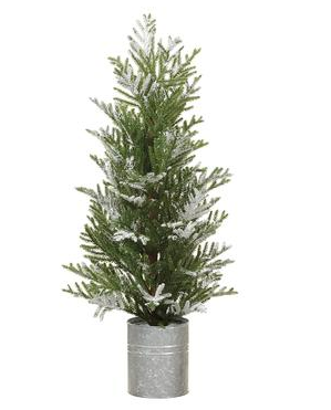 35" Snow Pine Tree Tin Planter