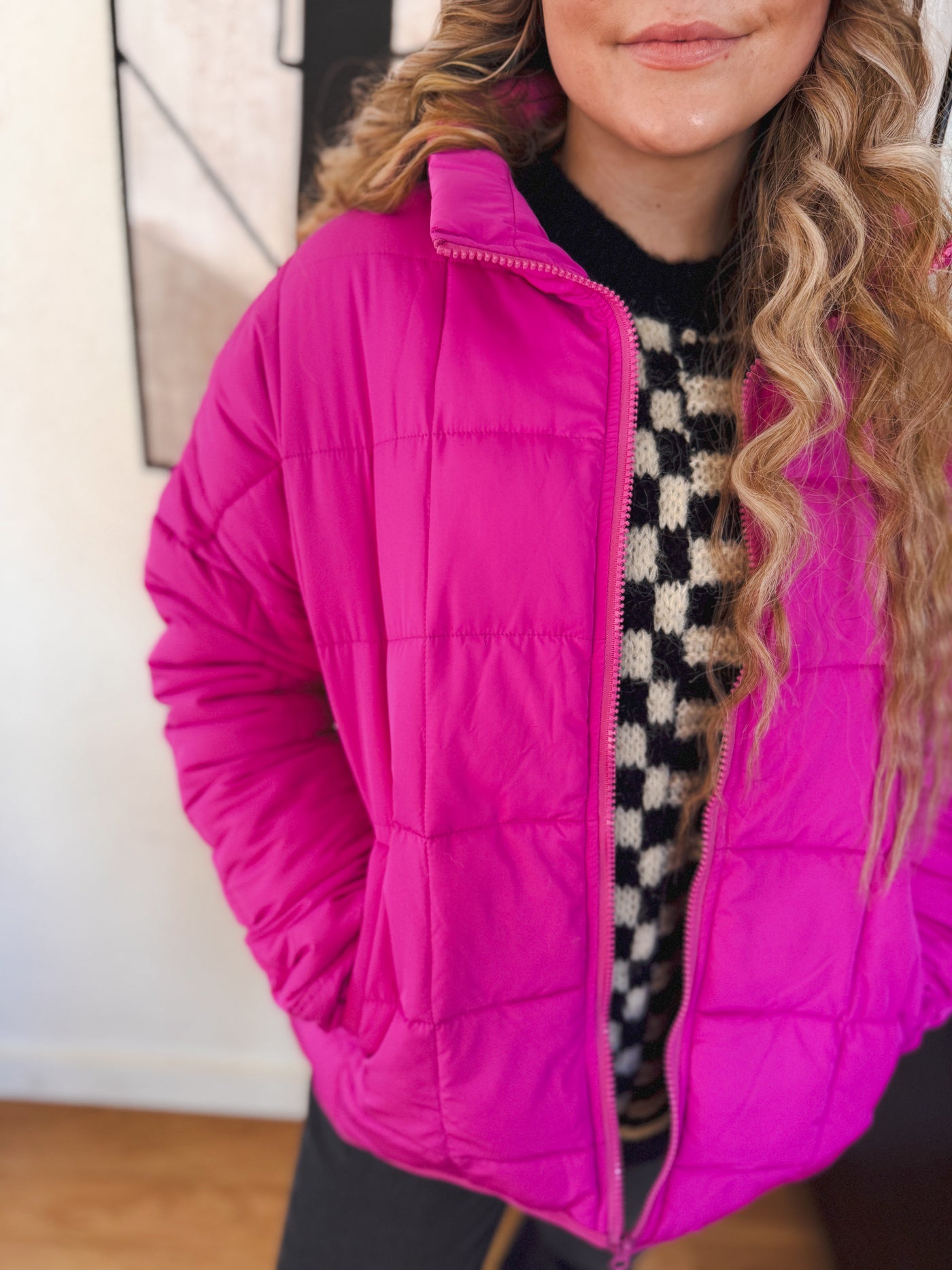 Colder Weather Puffer Jacket in Pink