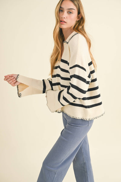 Navy Striped Sweater