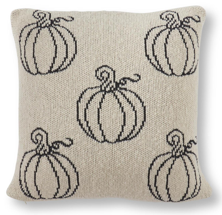 Cream & Black Pumpkin Pillow, 20 inch