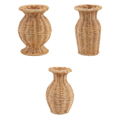 Flared Resin Basket Weave Vase