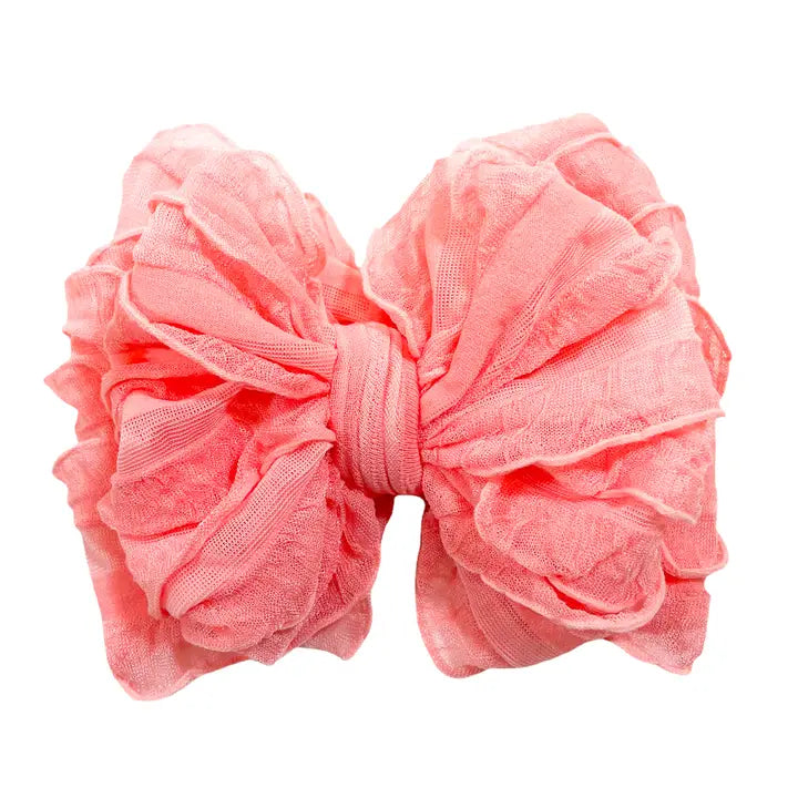 Ruffled Headband in Pink Grapefruit