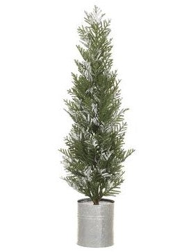 57" Snow Pine Tree Tin Planter