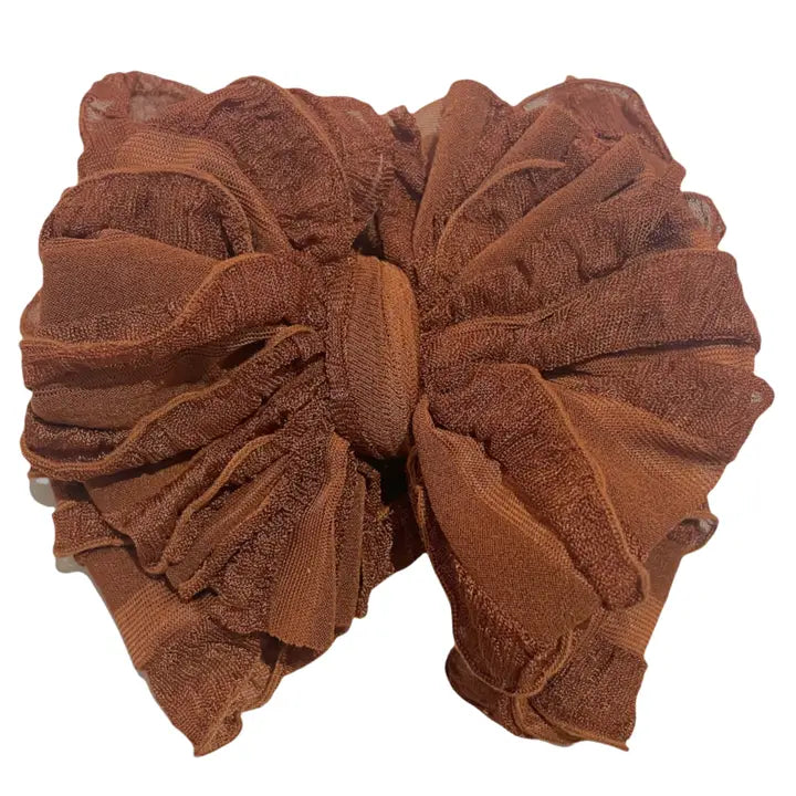 Ruffled Headband in Chestnut