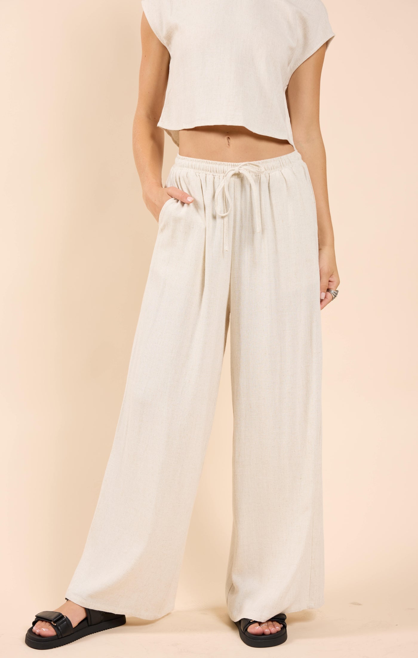 Sugarloaf Elastic Waist Linen Pants