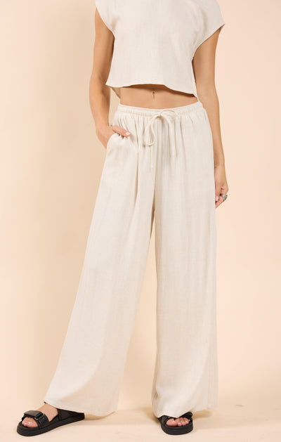 Sugarloaf Elastic Waist Linen Pants