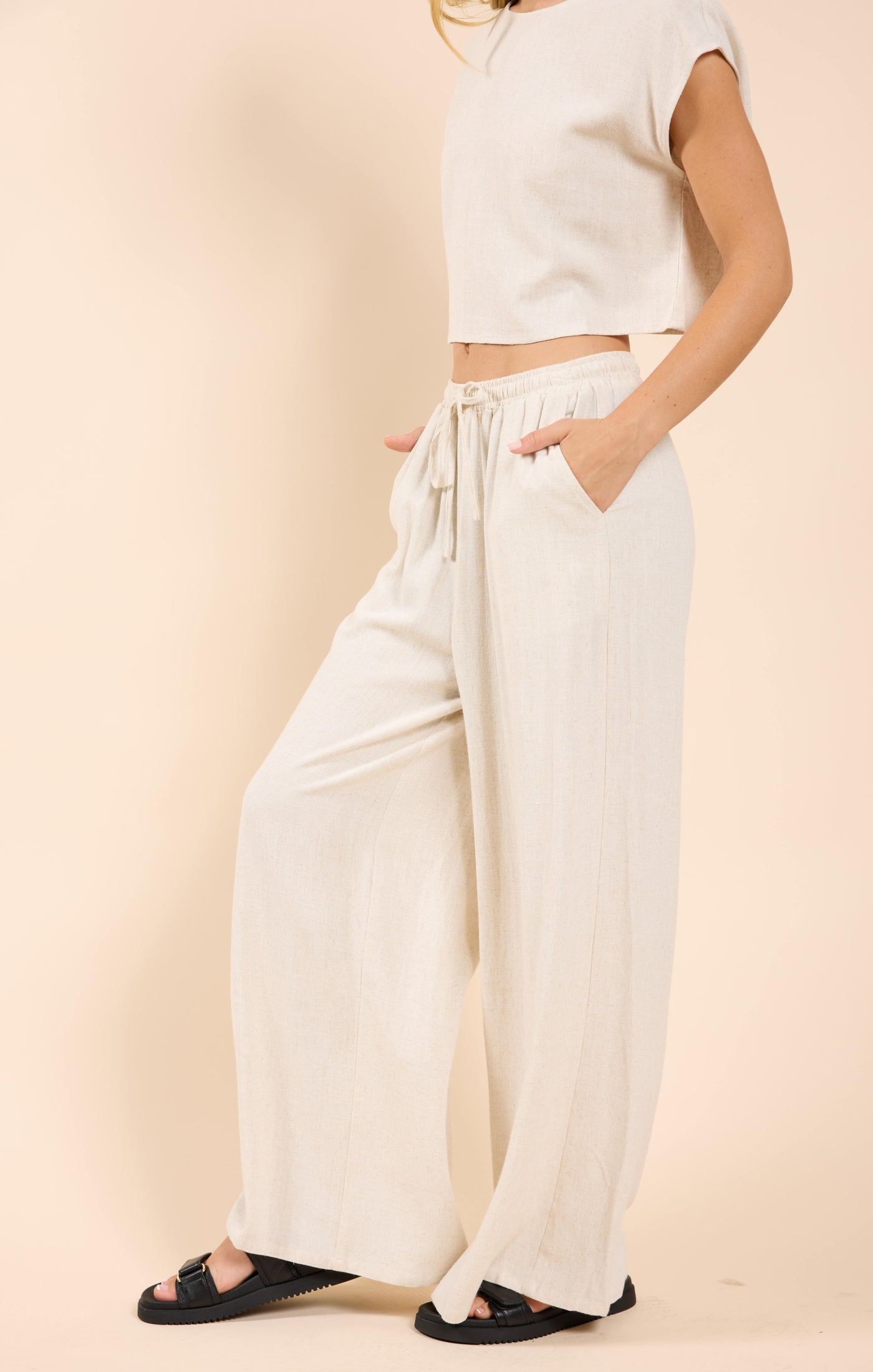 Sugarloaf Elastic Waist Linen Pants