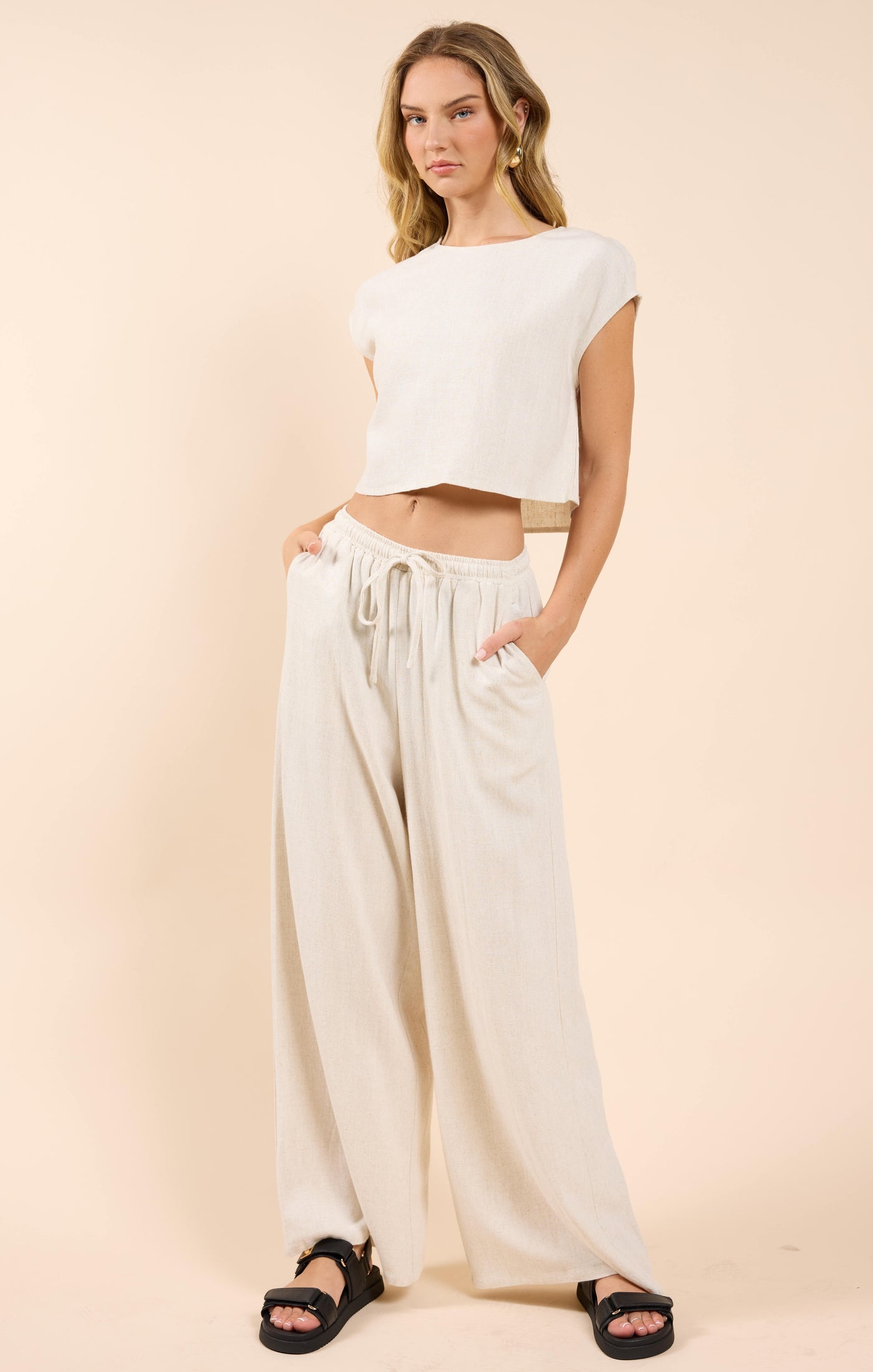 Sugarloaf Elastic Waist Linen Pants