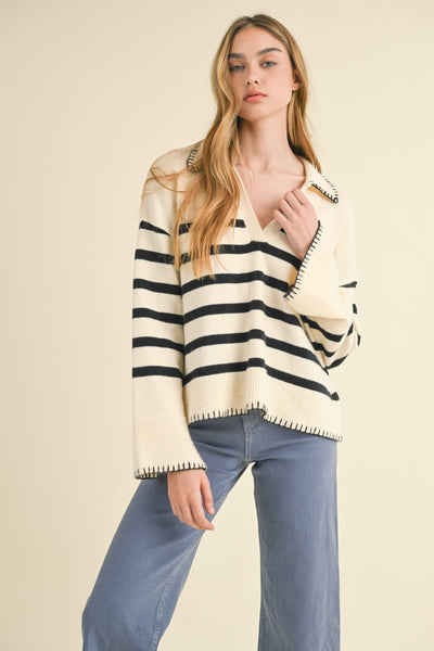 Navy Striped Sweater