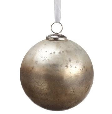 6" Glass Ball Ornament Antique Silver