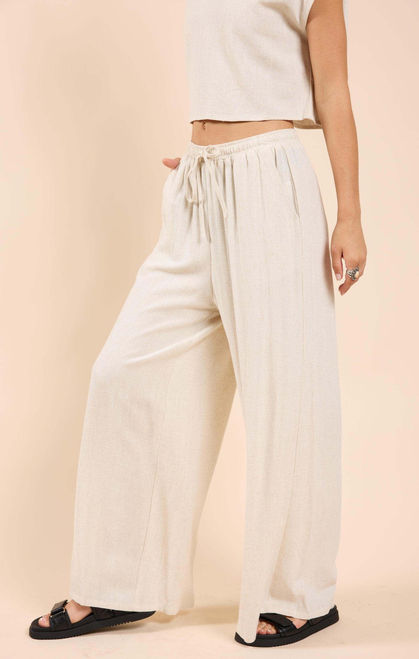 Sugarloaf Elastic Waist Linen Pants