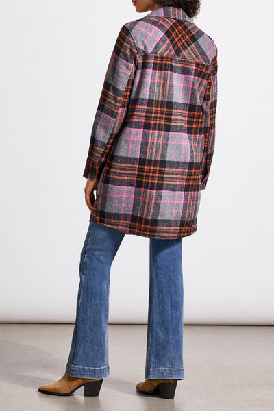 Long Plaid Shacket, Burnt Orange