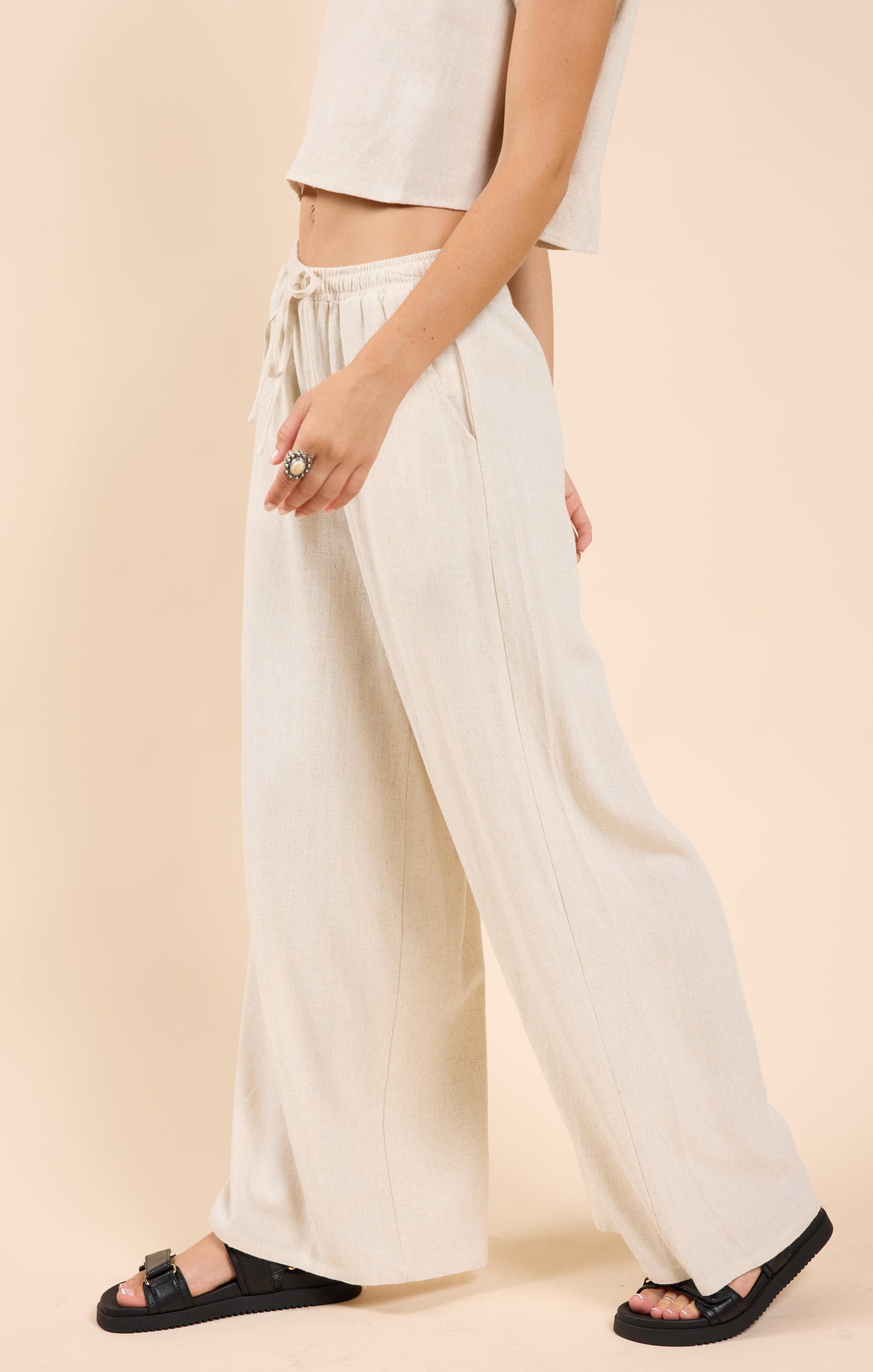 Sugarloaf Elastic Waist Linen Pants