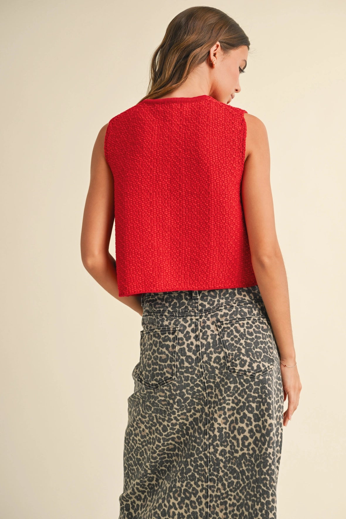 Olivia Knitted Tie Front Cardigan in Red