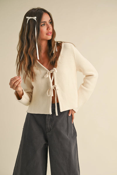 Ella Long Sleeve Knitted Tie Front Cardigan