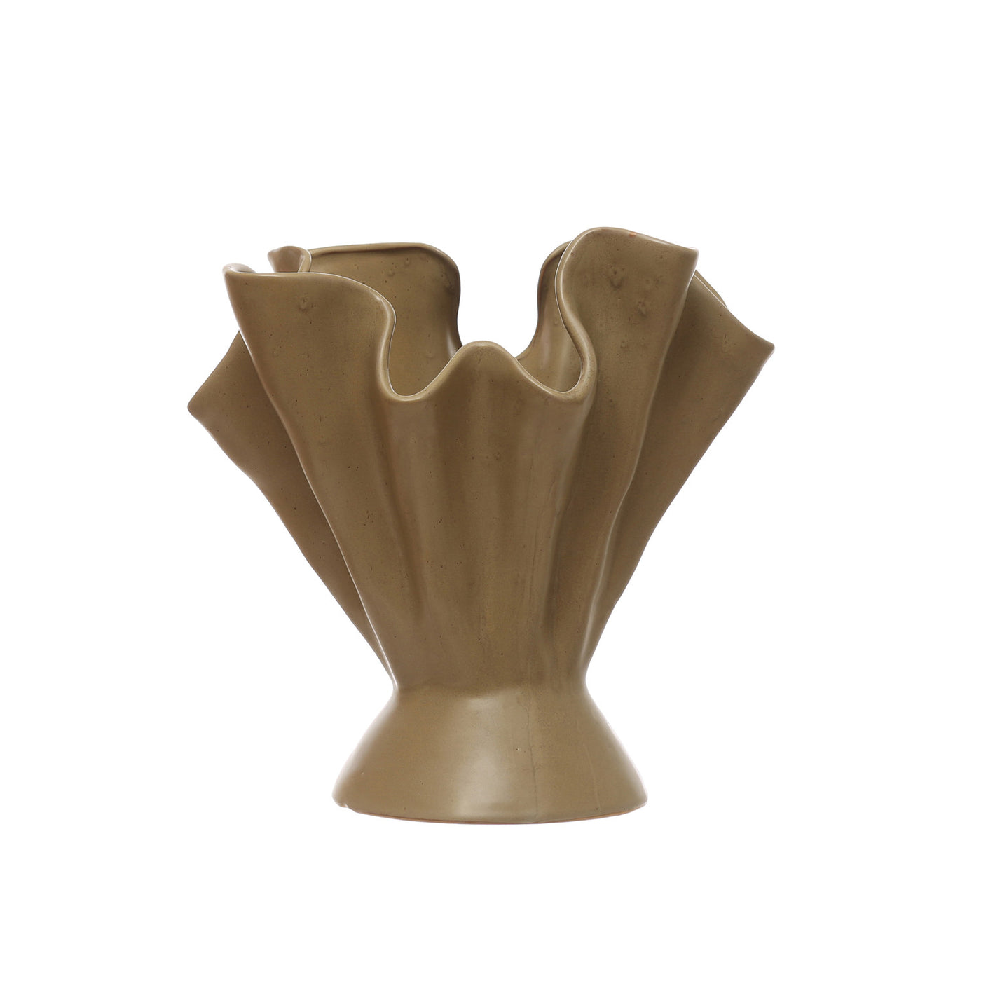 Stoneware Ruffled Vase in Sage