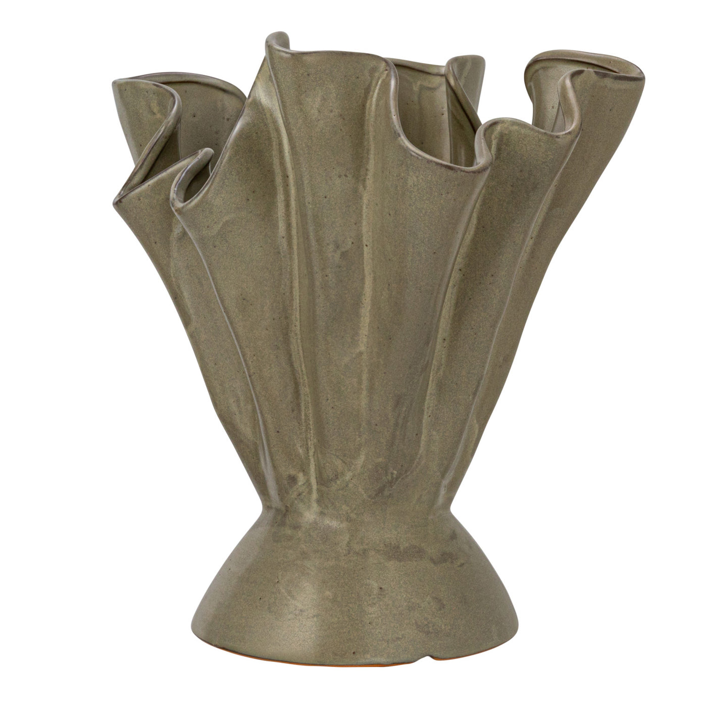 Stoneware Ruffled Vase in Sage