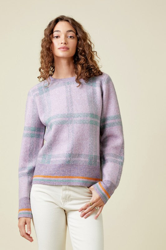 Angela Checker Pullover Sweater