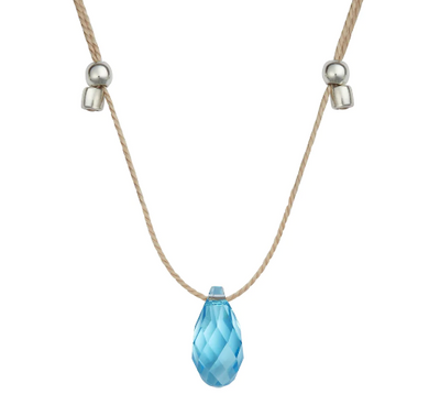 Hyevibe Aqua Silk Slider Necklace, Silver