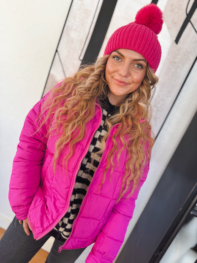 Colder Weather Puffer Jacket in Pink