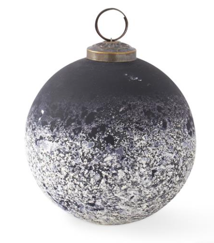 4" Black & Half White w/ Speckles Glass Ornament
