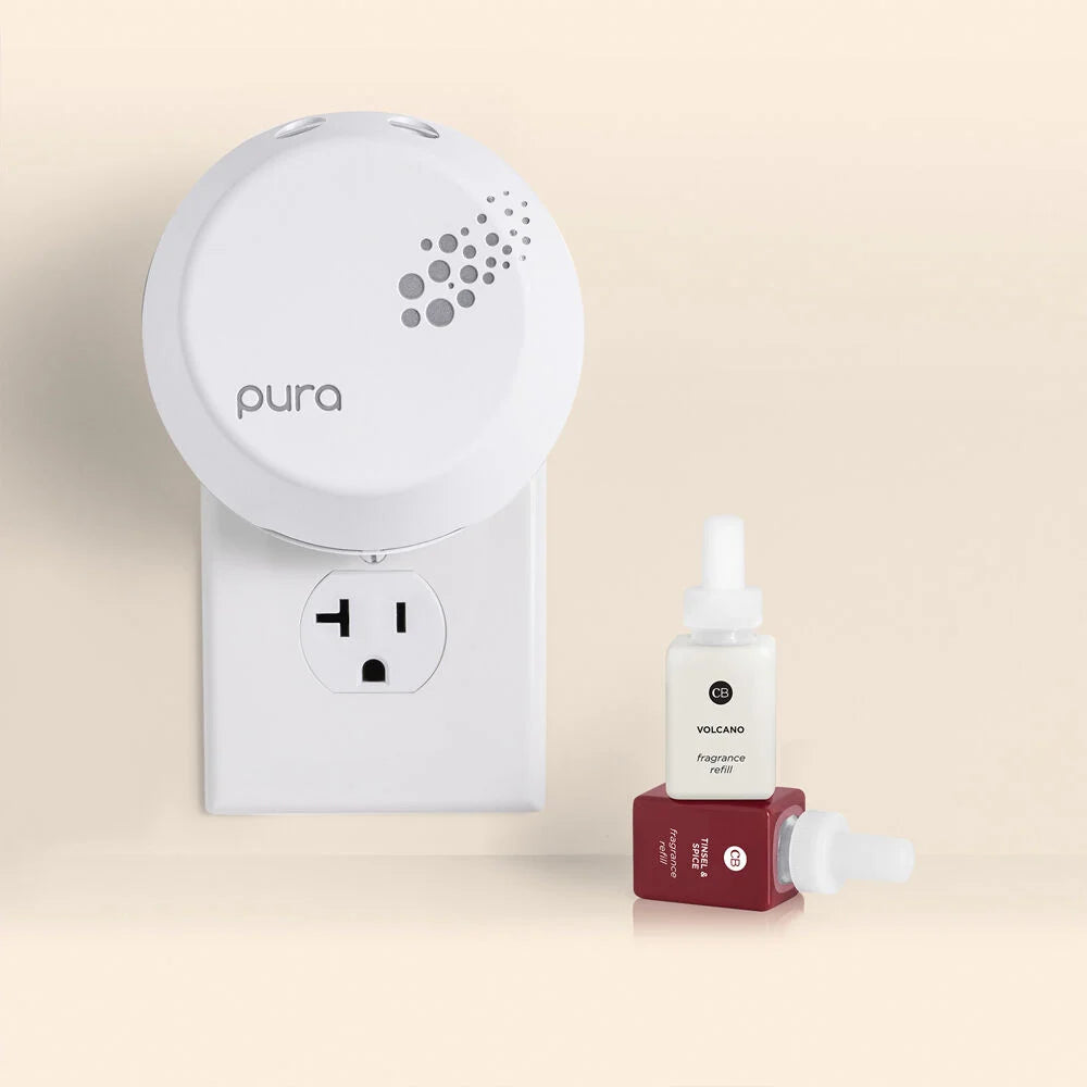 CB + Pura Smart Home Diffuser Kit, Tinsel & Spice & Volcano