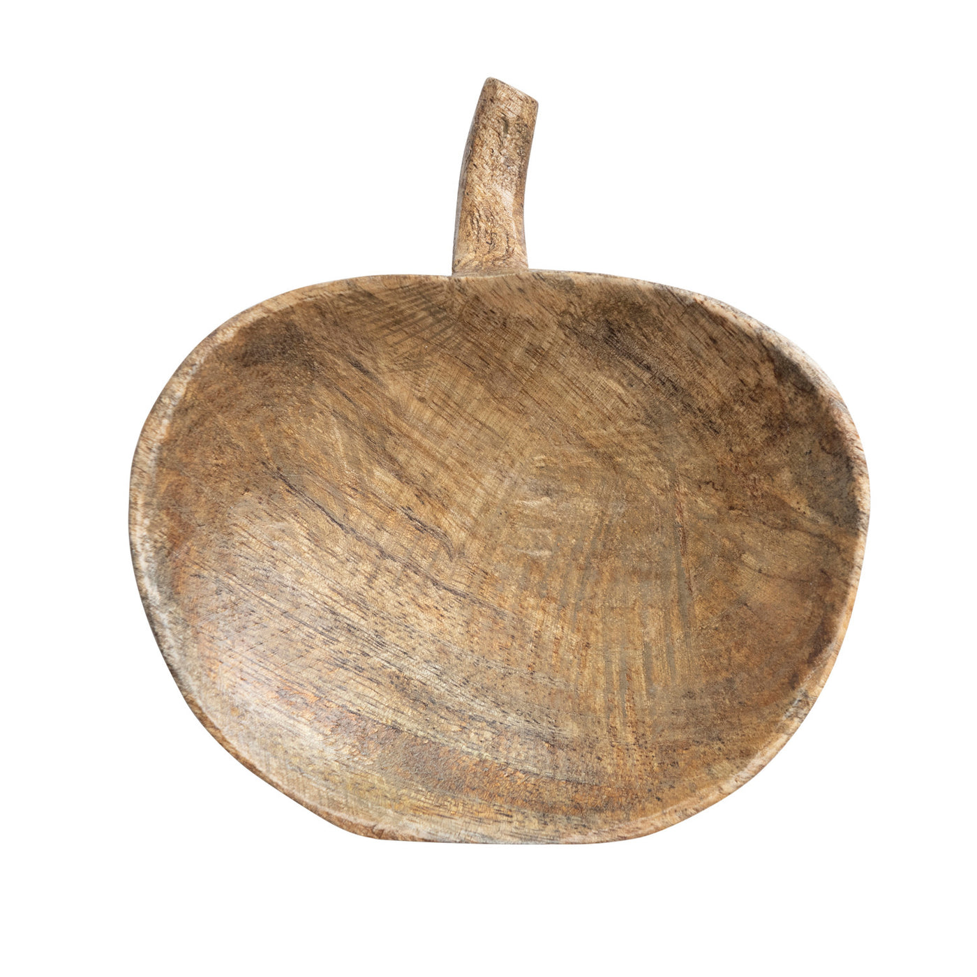 Carved Mango Wood Pumpkin Shaped Bowl