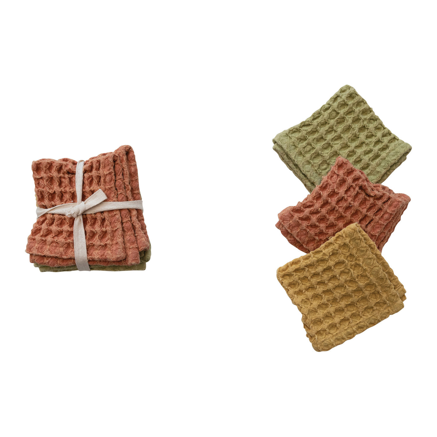 Square Stonewashed Cotton Waffle Weave Dish Towel