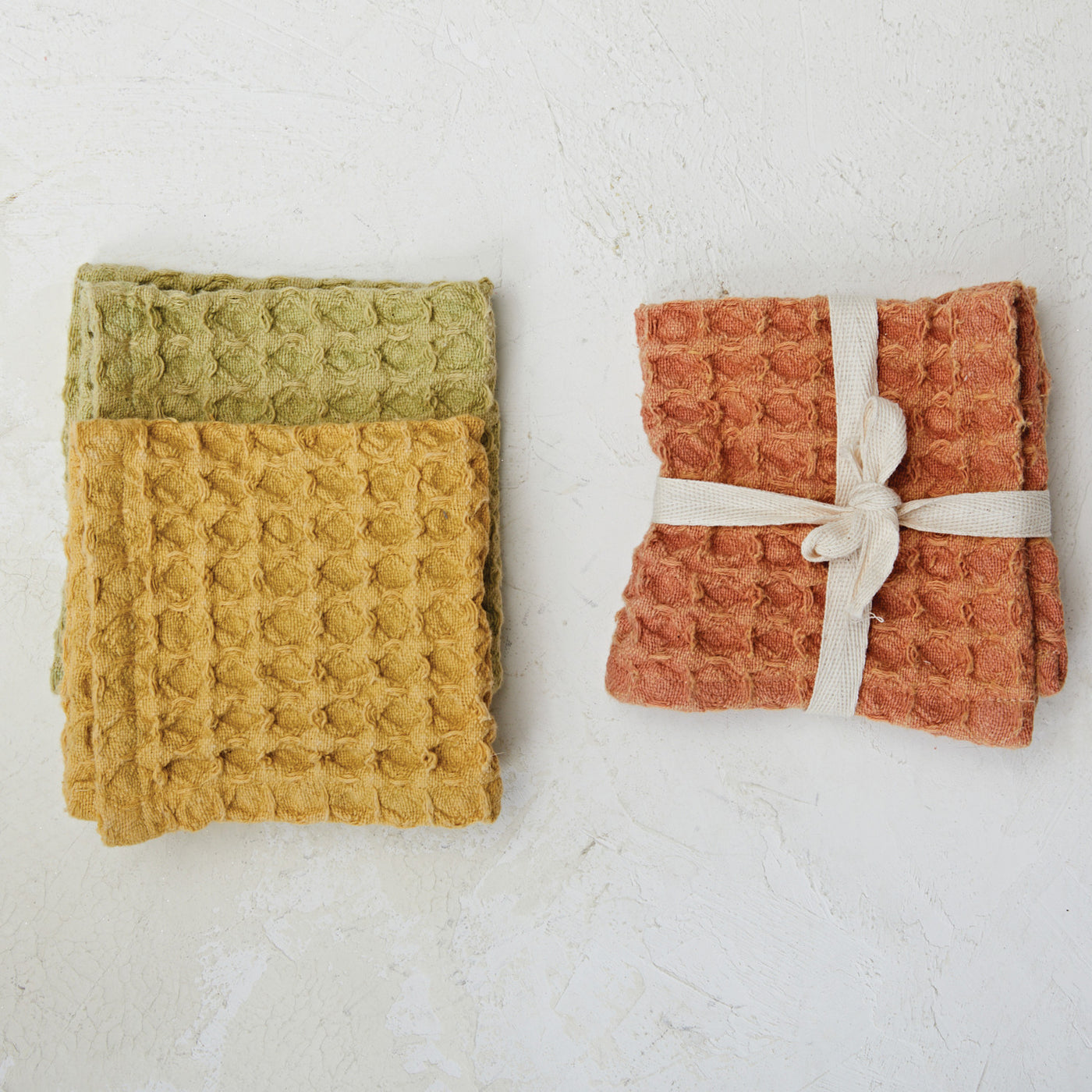 Square Stonewashed Cotton Waffle Weave Dish Towel