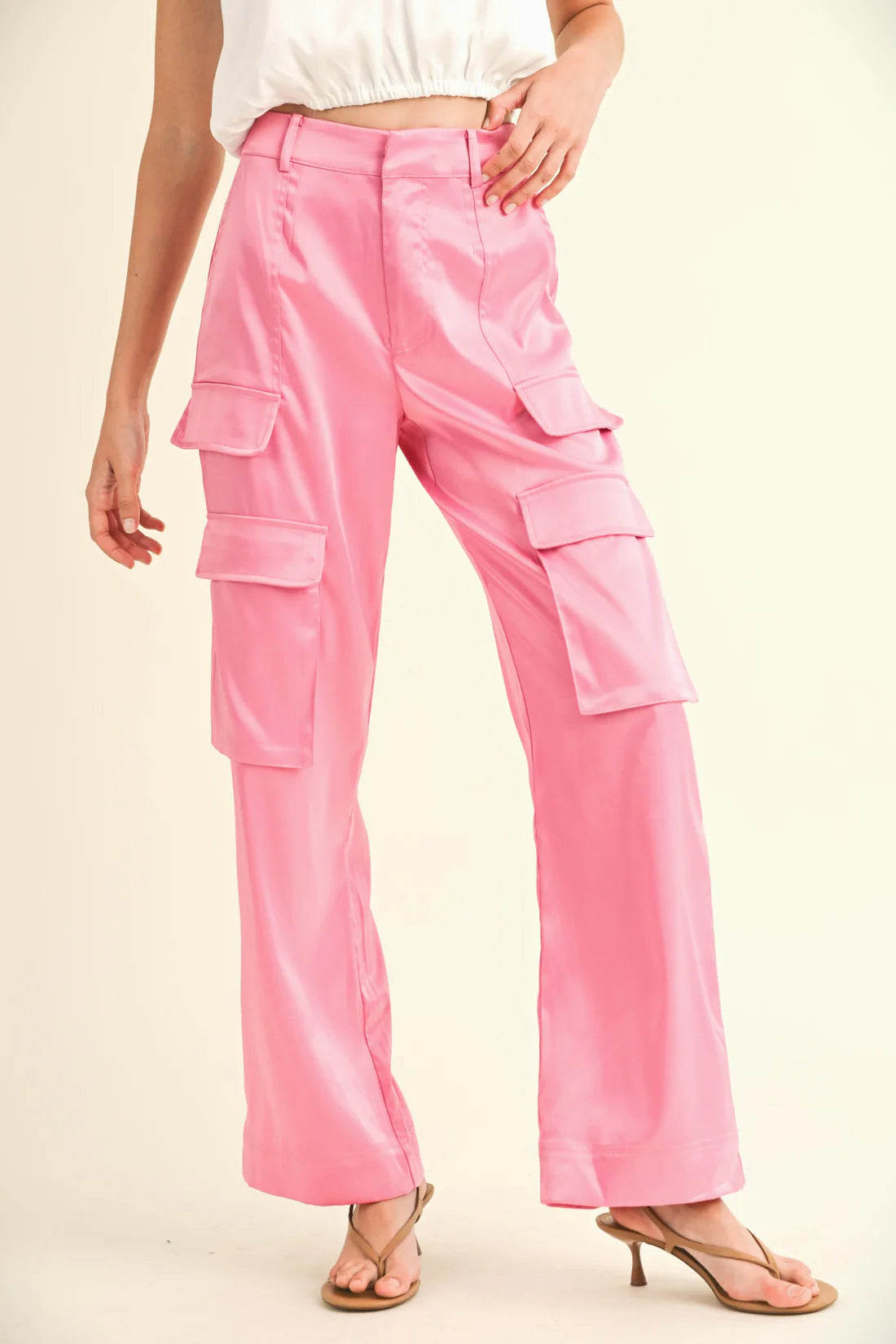 Cassie Satin Cargo Pants