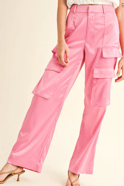 Cassie Satin Cargo Pants