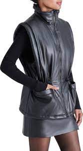Celestina Faux Leather Vest in Black