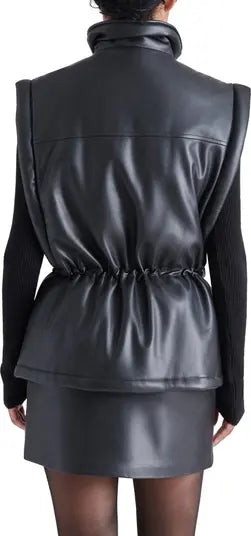 Celestina Faux Leather Vest in Black