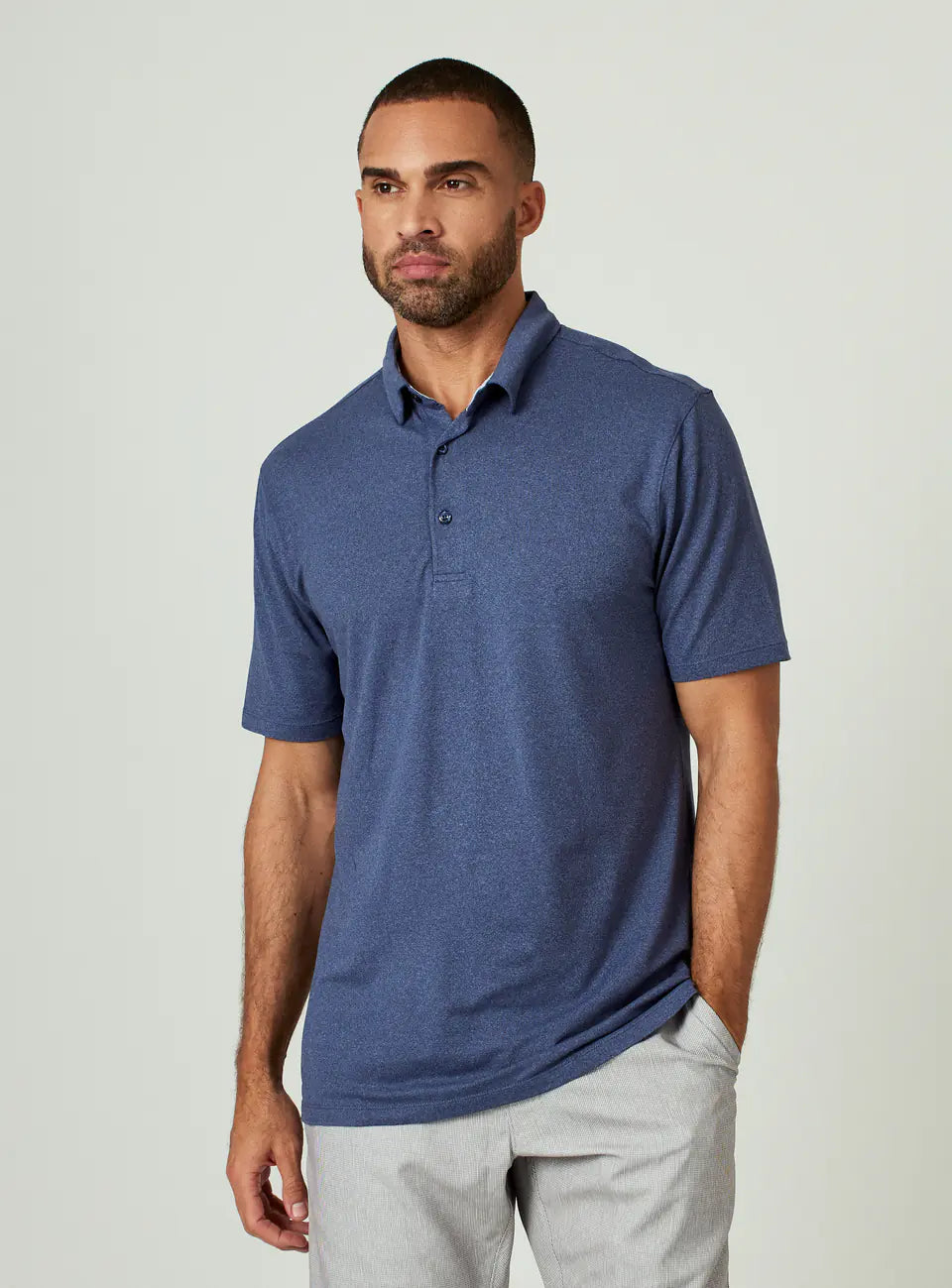 Core Polo in Heathered Navy