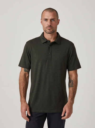 Core Striped Polo in Olive