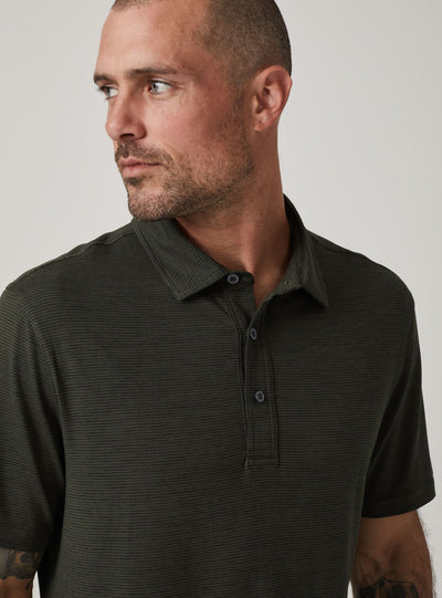 Core Striped Polo in Olive