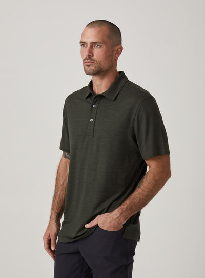 Core Striped Polo in Olive