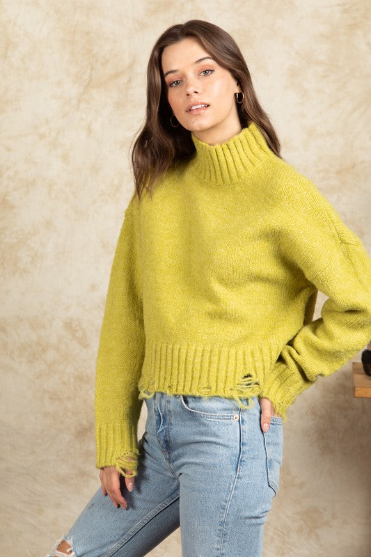 Cozy Nights Knit Sweater in Lime