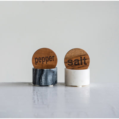 Salt & Pepper Container w/ Wood Lid