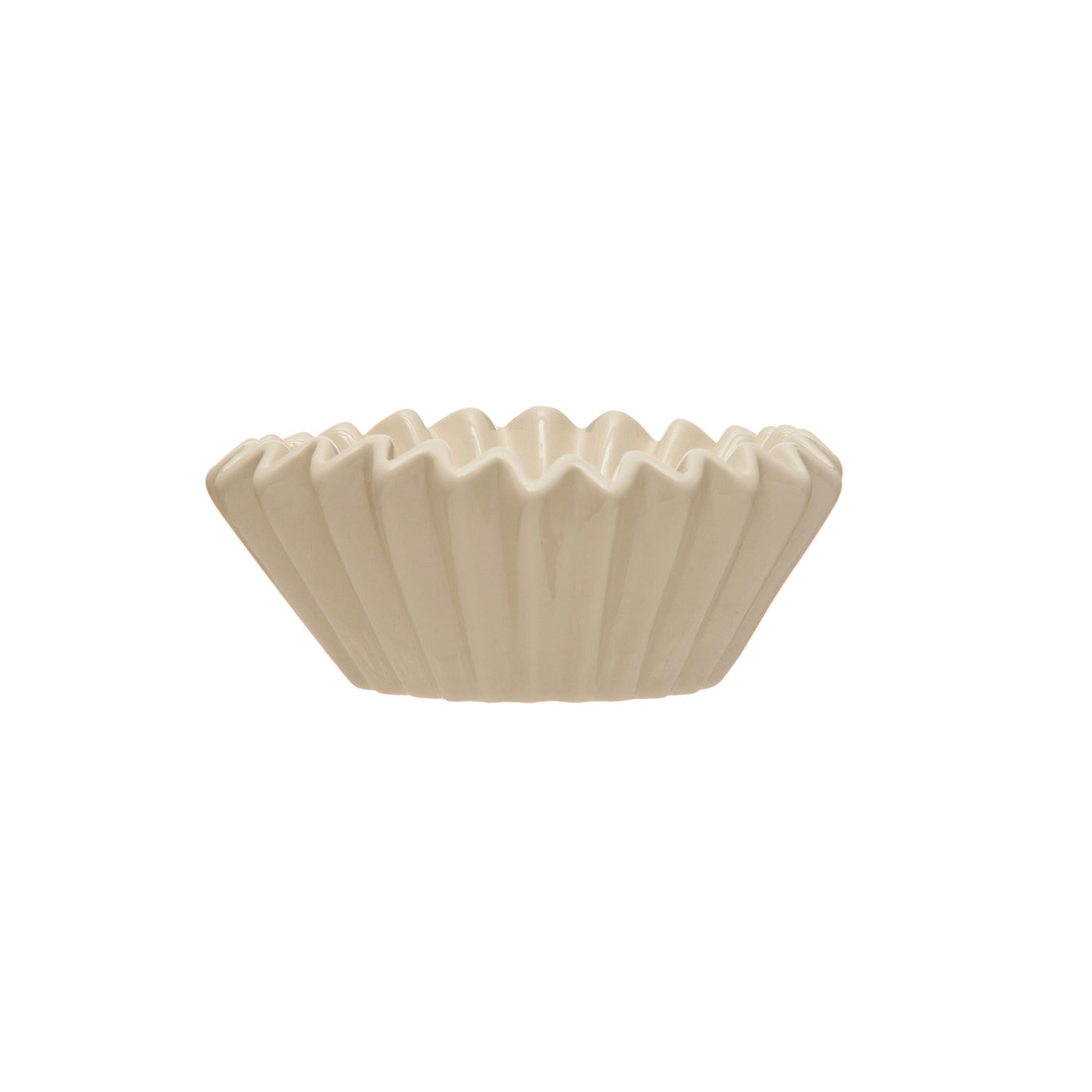 Stoneware Fluted Bowl in White, 6.5"