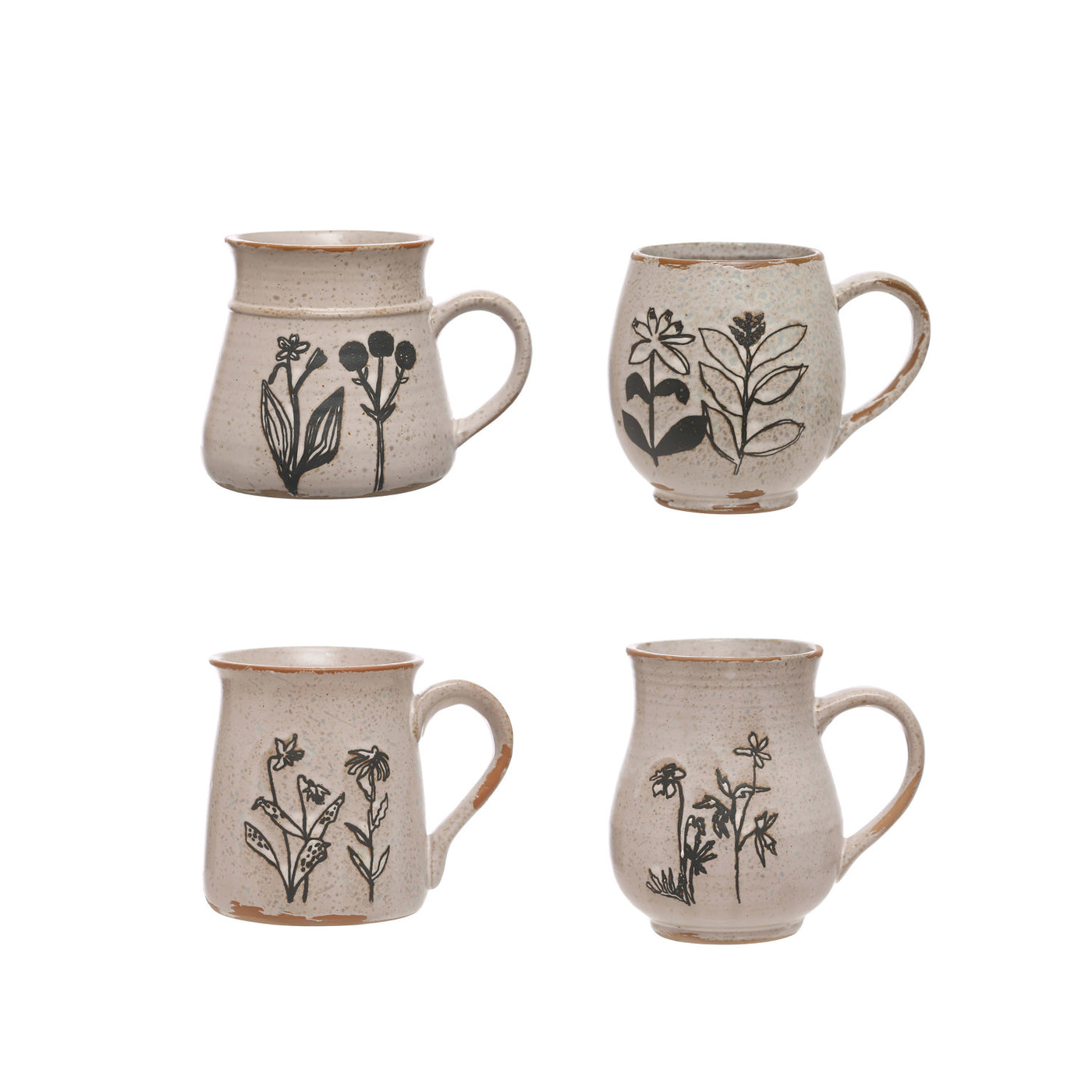 Debossed Stoneware Mug w/ Flowers