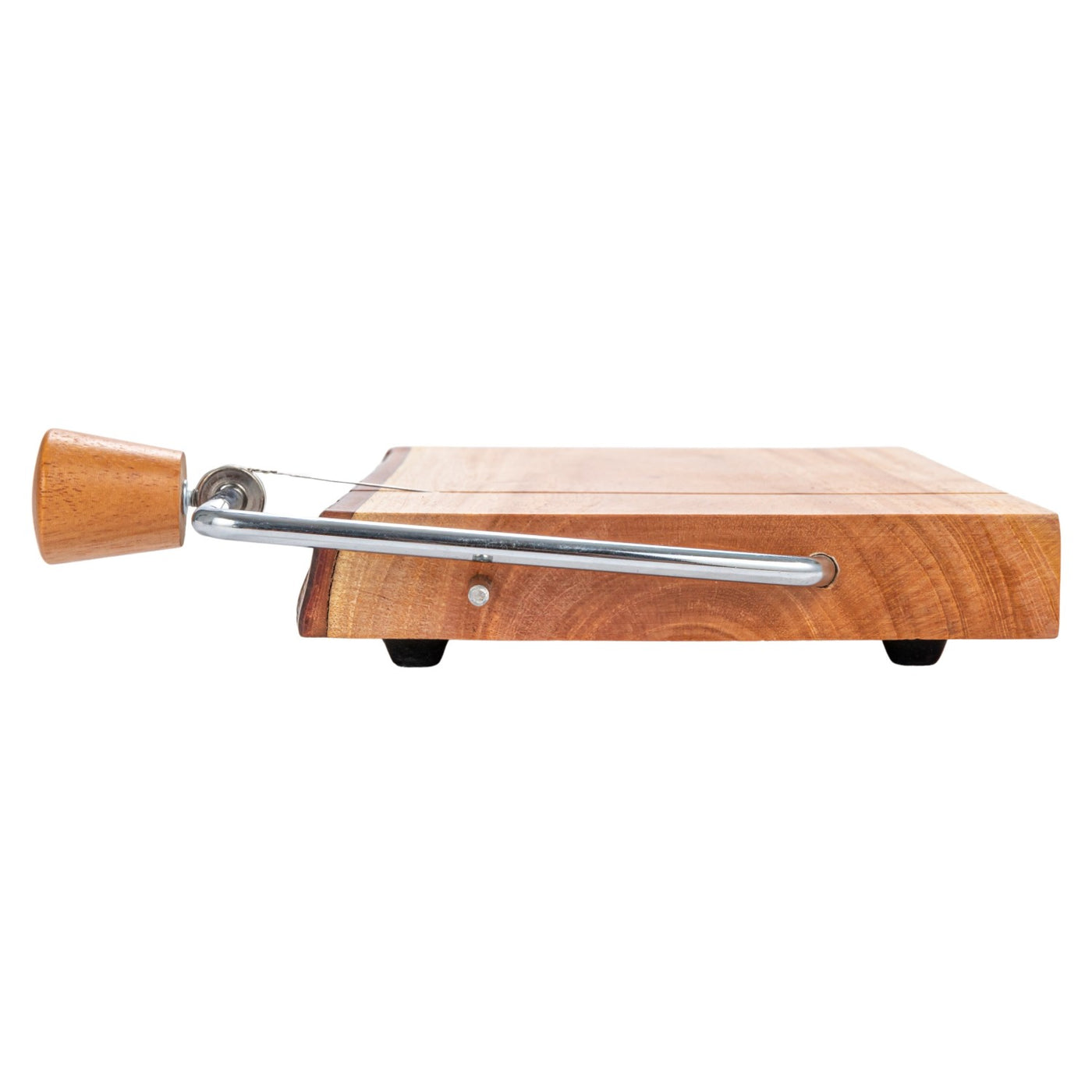 Mahogany Wood & Stainless Steel Cheese Slicer w/ Bark Edge