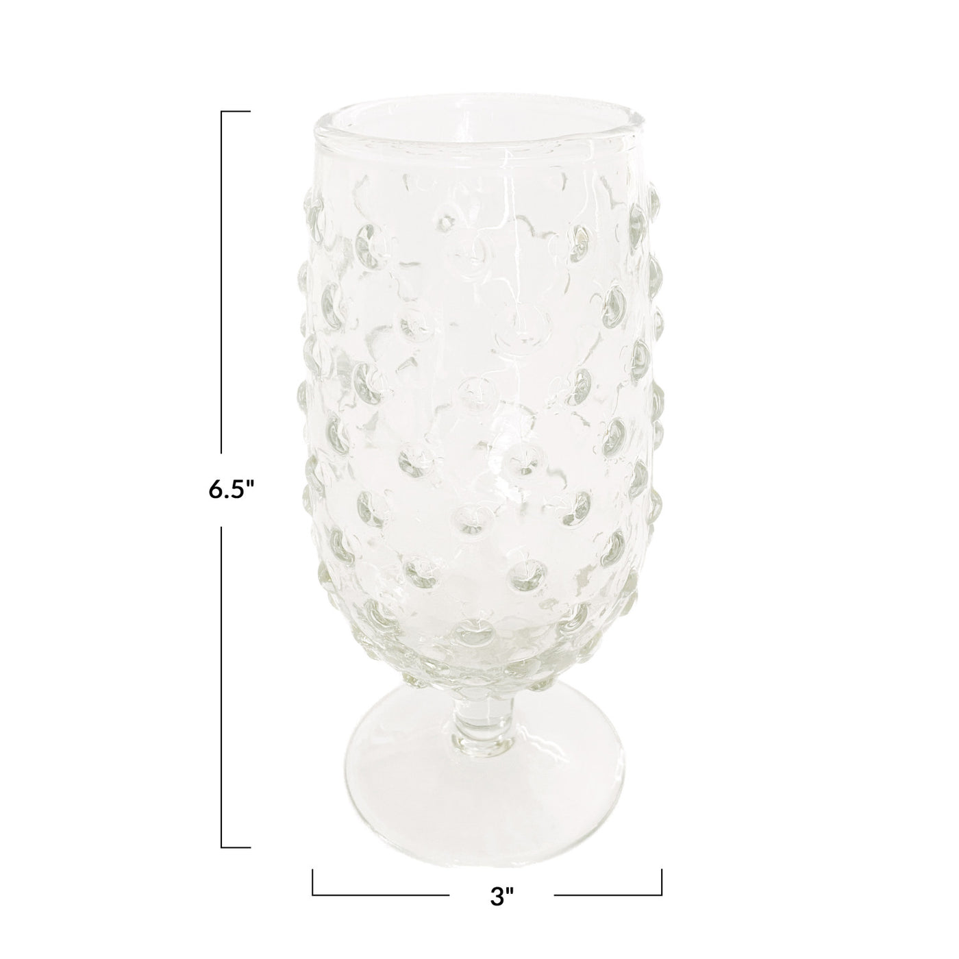 Recycled Glass Hobnail Stemmed Drinking Glass, 12oz.