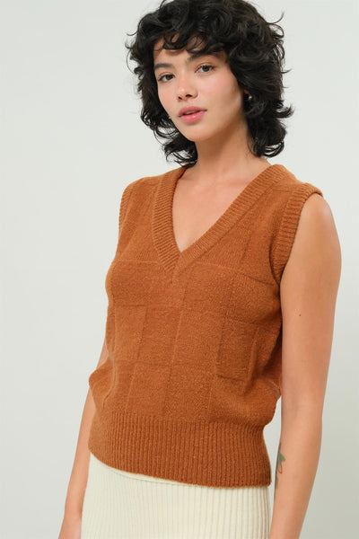 Basketweave Sweater Vest - Chocolate