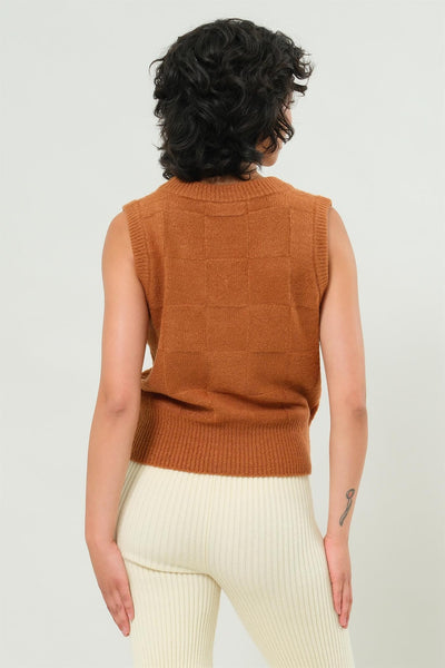 Basketweave Sweater Vest - Chocolate